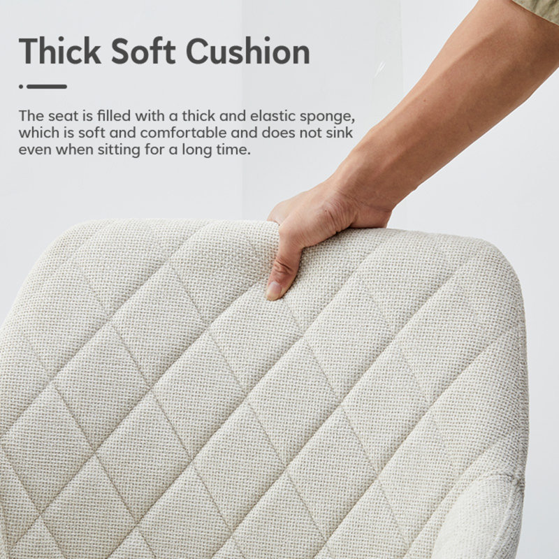 46cm H Linen Upholstered Metal Armchair, Beige