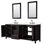 Meuble-lavabo double 80 po Daria en espresso foncé, comptoir en marbre de culture de Carrare, lavabos carrés encastrés (3 trous), garniture noir mat, miroirs de 24 po