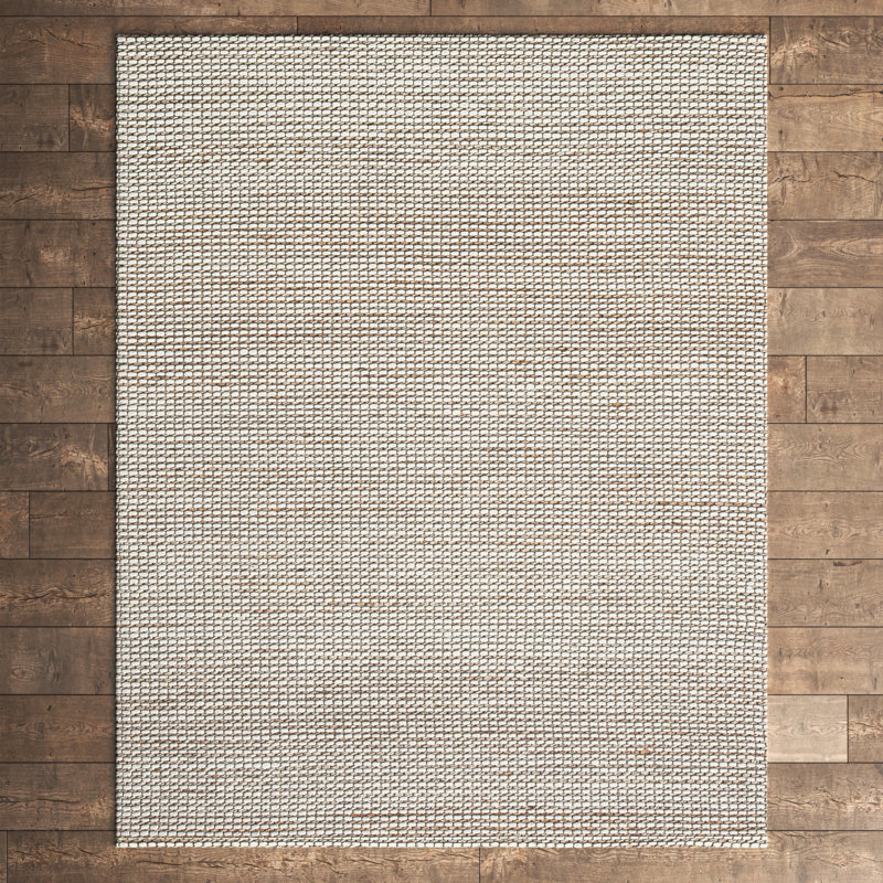 Lyre Handmade Tufted Natural/Ivory Area Rug, Rectangle 8' x 10'