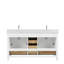 Meuble-lavabo double 60 po avec plateau en marbre de Carrare et miroir Gamali-465140148