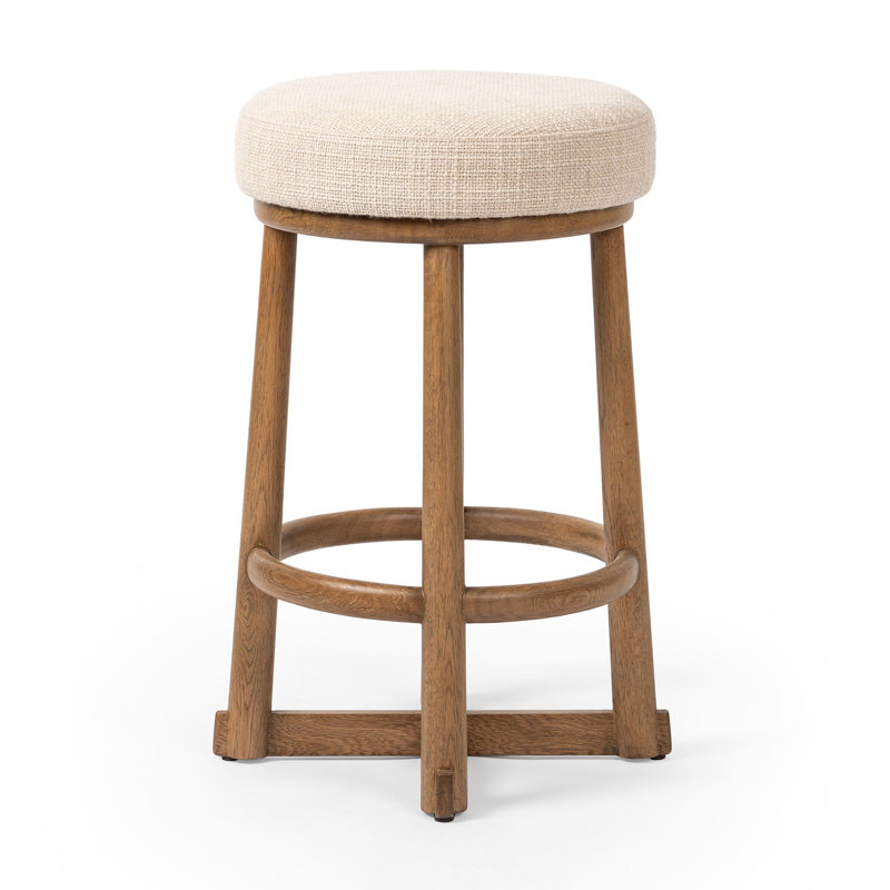 Tabouret de comptoir pivotant rembourré avec structure en bois massif STARIA