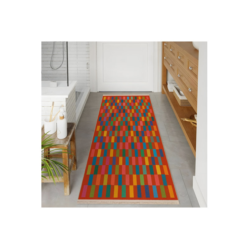 Tapis tissé crème à motif géométrique lavable Mosso, 2' x 2'11"