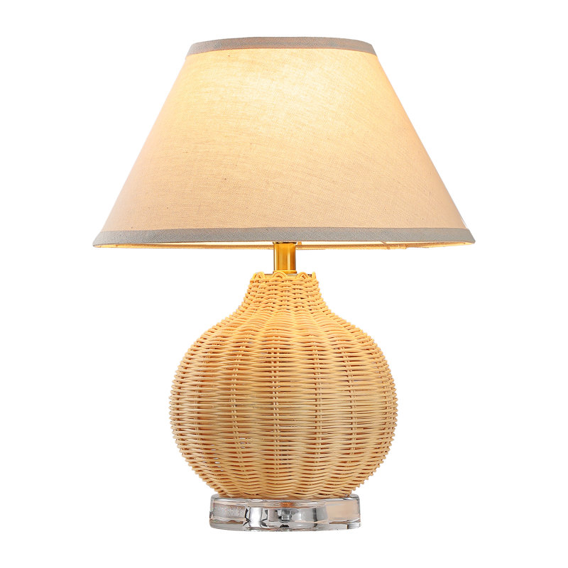Wicker/Rattan Table Lamp with Fabric Shade