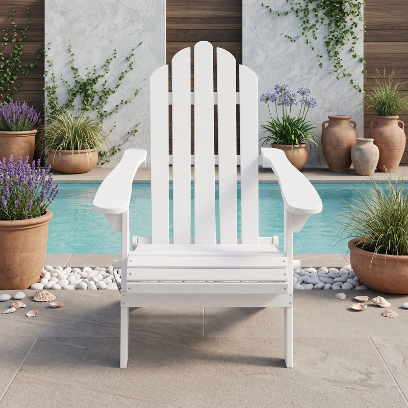 Chaise pliante en bois avec accoudoirs, Blanc