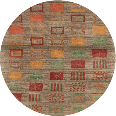Tapis contemporain brun / rouge / vert