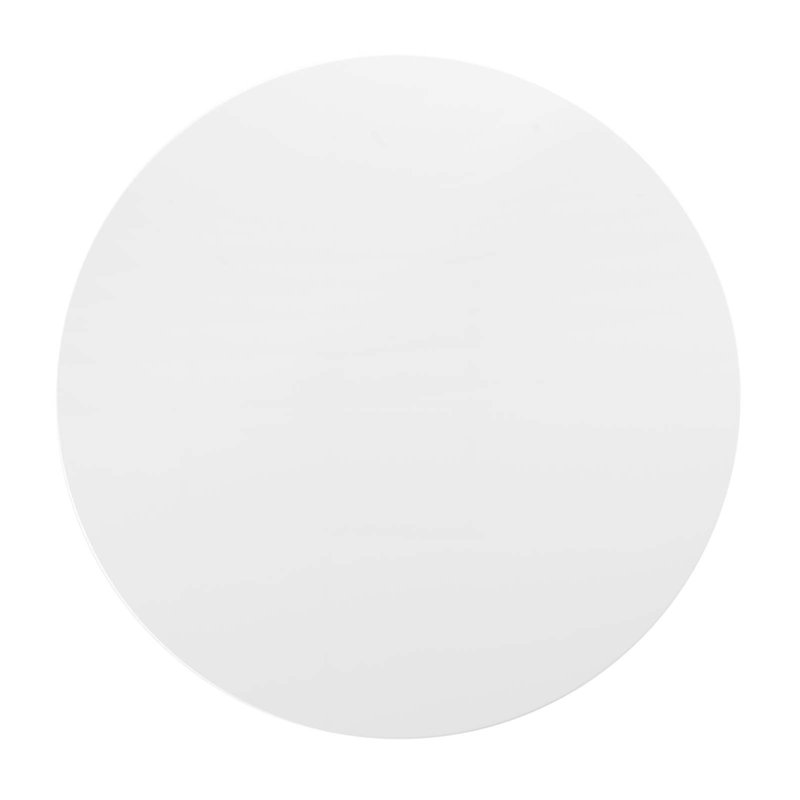 47" White Round Mid-Century Modern Dining Table with Black Base