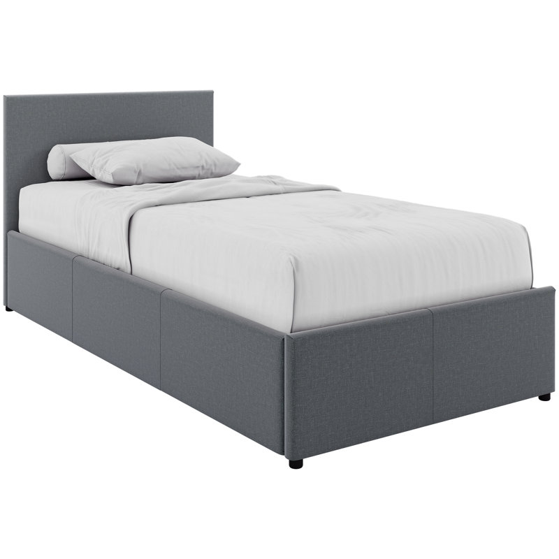 Enya Upholstered Ottoman Bed, Single (3'), Dark Grey