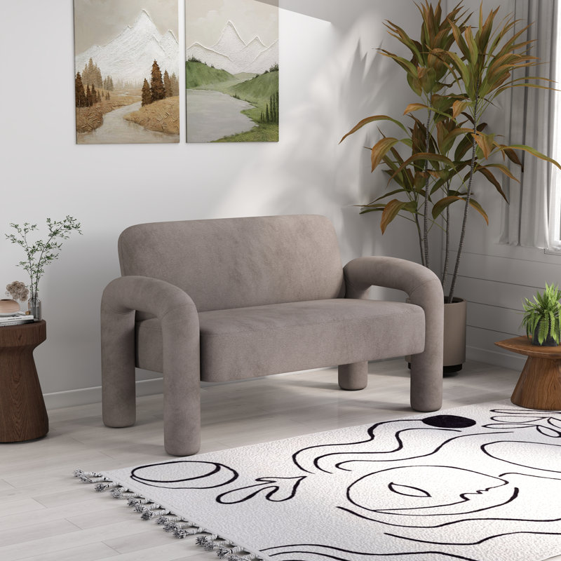 Causeuse en velours 2 places Iryanna, Gris