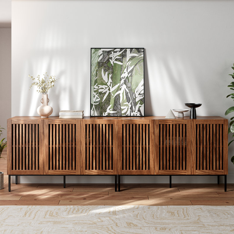 Farmhouse Tv Stand For Tvs Up To 100 Inch, 2 In 1 Entertainment Center Tv Console With Storage Cabinets And Metal Base