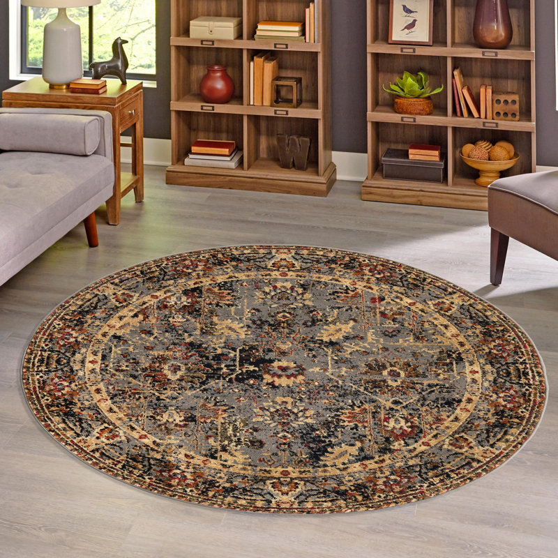 Tapis oriental bleu Alameda, Rond 5 pi 3 po