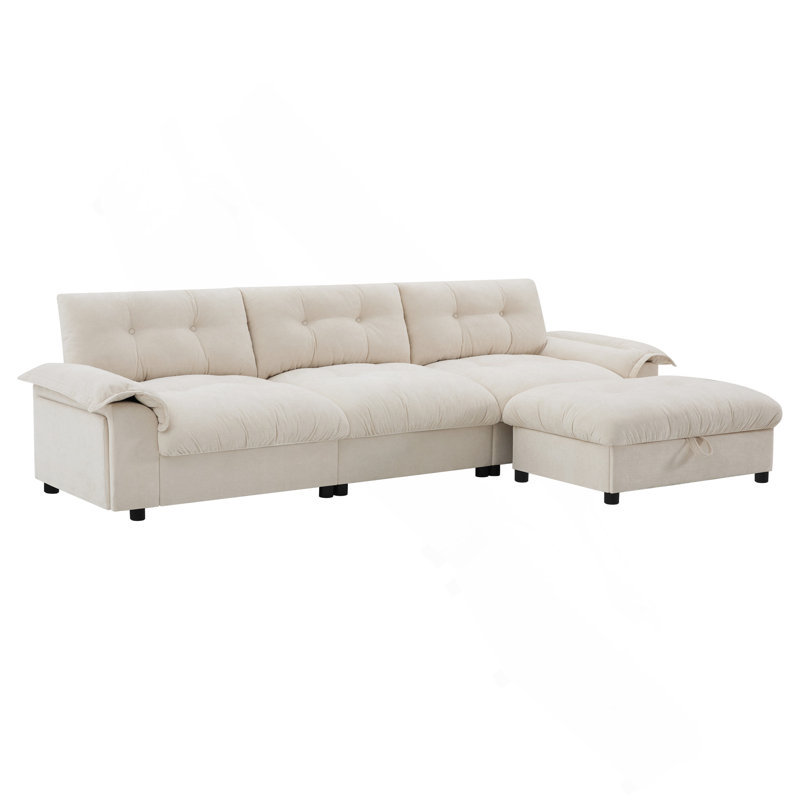 [VIDEO]104*60" Sectional Sofa, Beige