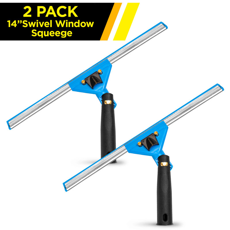 Swivel Window Squeegee with Quick Release, 2 Pack, 5" L x 14" W x 1" D