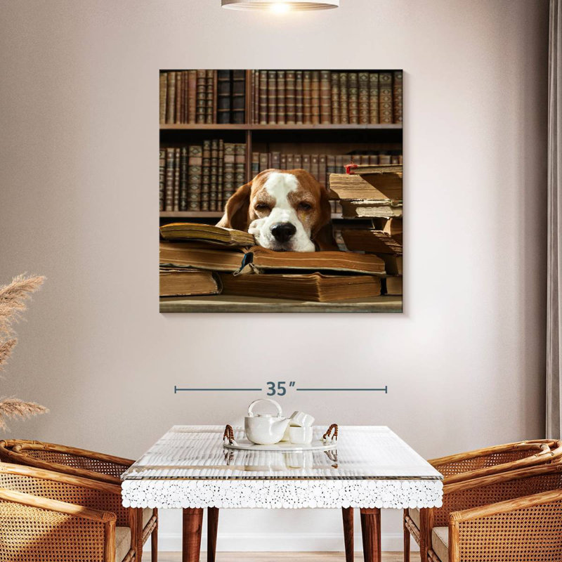 Brampt Dog And Books, 39" H x 39" W