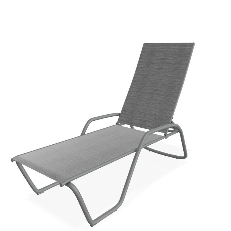 Outdoor Rust-Resistant Metal Chaise Lounge, Textured Graphite, Collect Charcoal