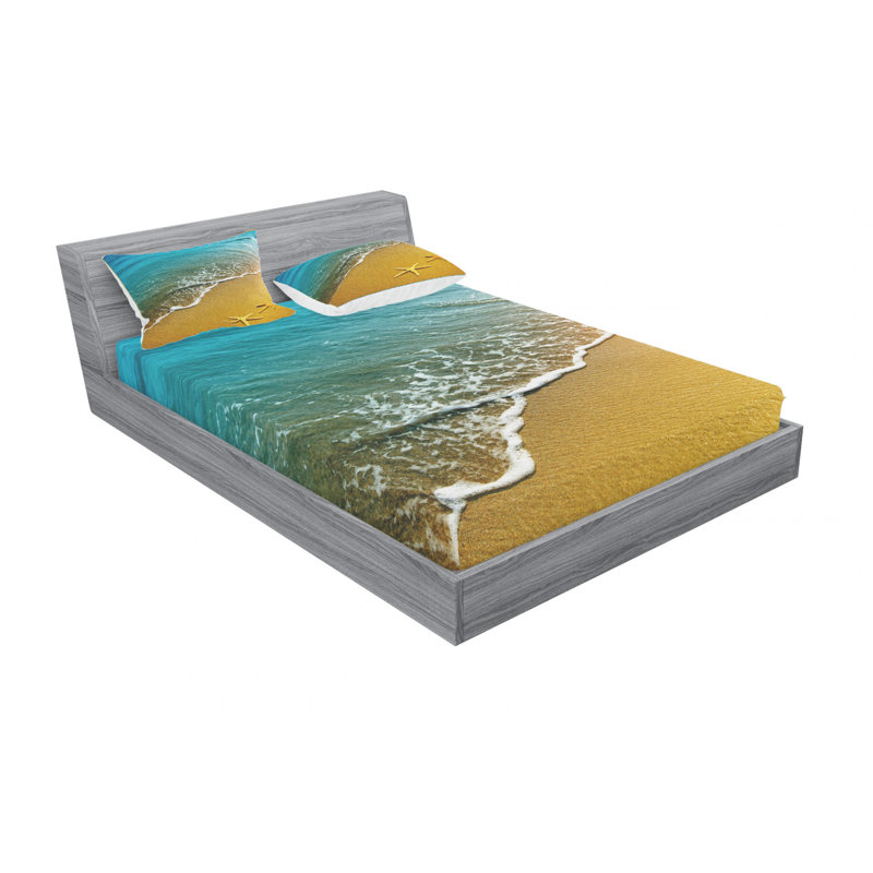 Ensemble de draps Tropical Island Beach Caribbean, Ensemble de draps pour lit double avec un drap-hou