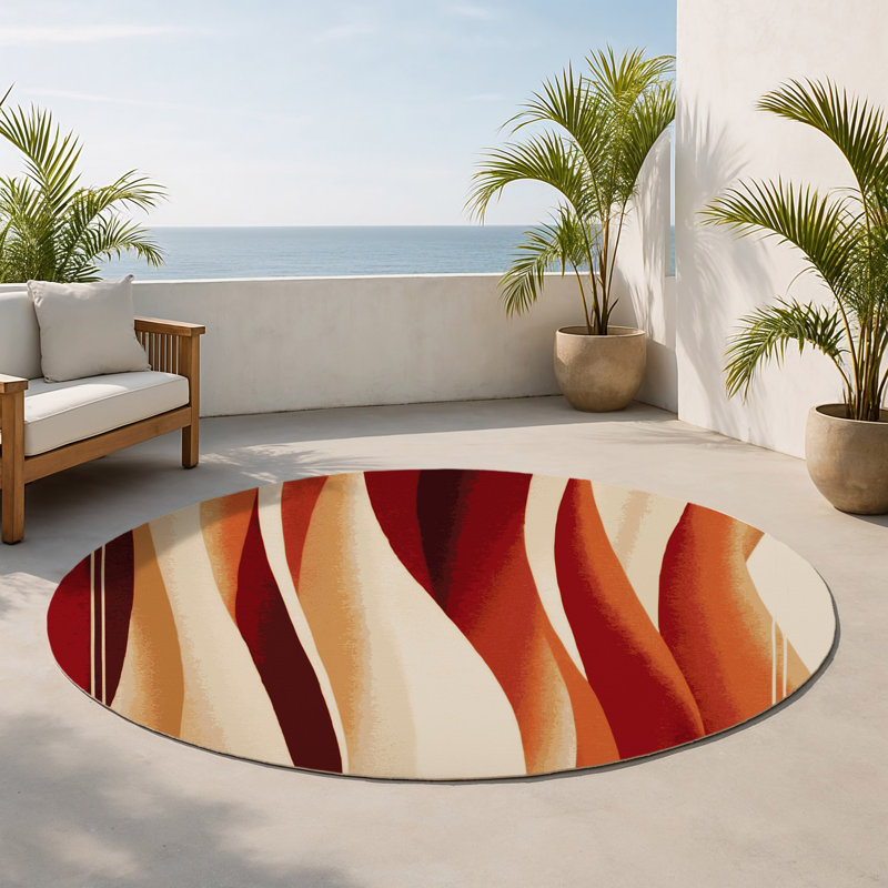 Tapis intérieur et extérieur Ochre Whispers, Rond 5 pi