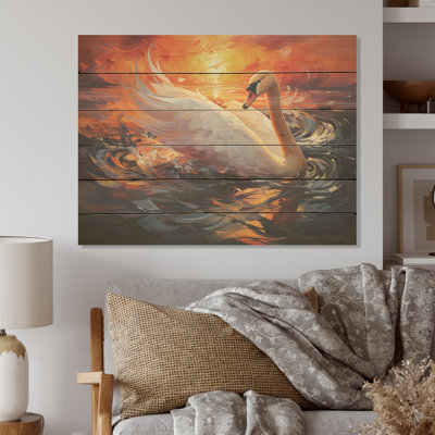 Swans Odyssey Beauty - Swans Wood Art On Natural Pine Wood
