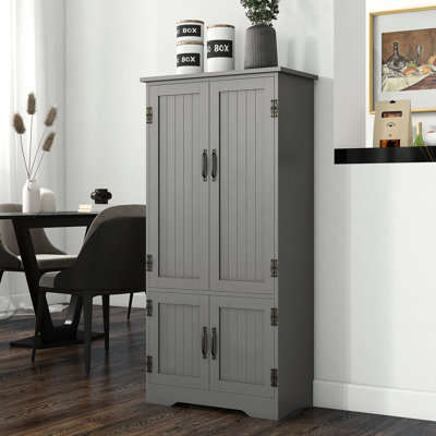 48.5" Pantry Cabinet With Adjustable Shelves , Gray Compact Storage 4 Doors For Room Dining Room, And 2 Kitchen Property