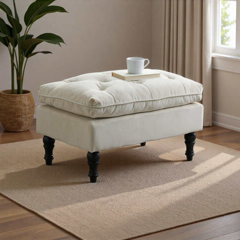 PILLOW TOP OTTOMAN, Cream
