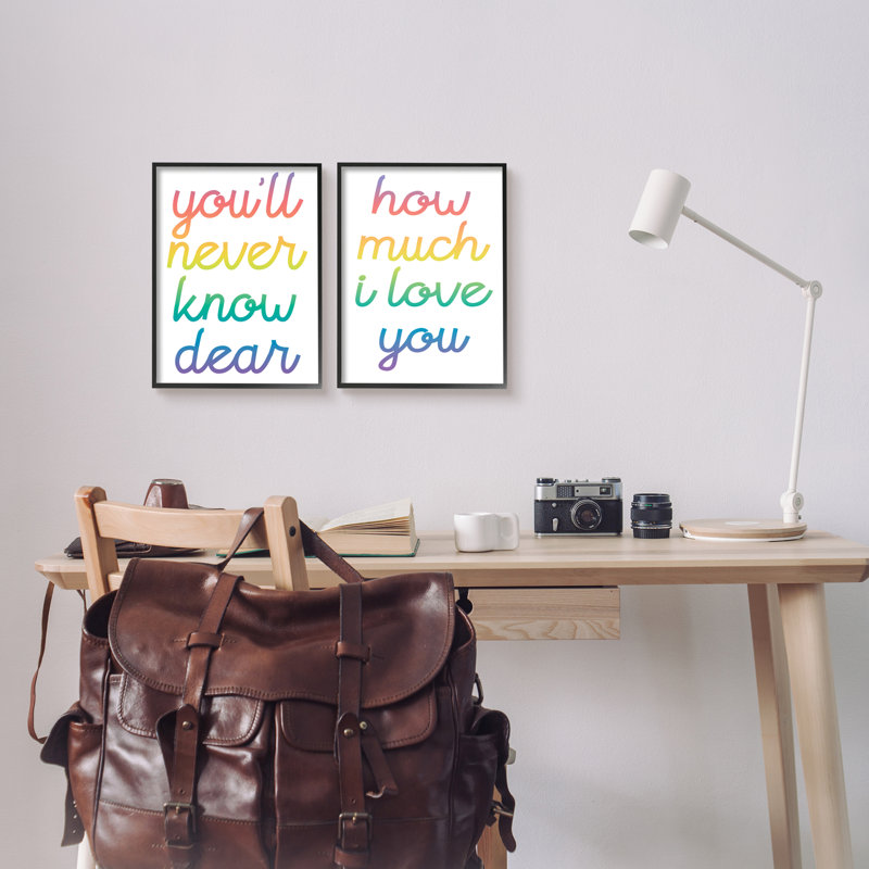 «How I I Love You», citation de la typographie arc-en-ciel, H 14 po x l 11 po, Giclée encadrée noir minuit
