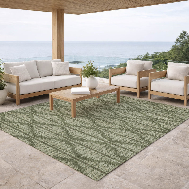 Tapis intérieur / extérieur lavable à la machine Chantille ACN2985, Olive, 10 pi x 14 pi