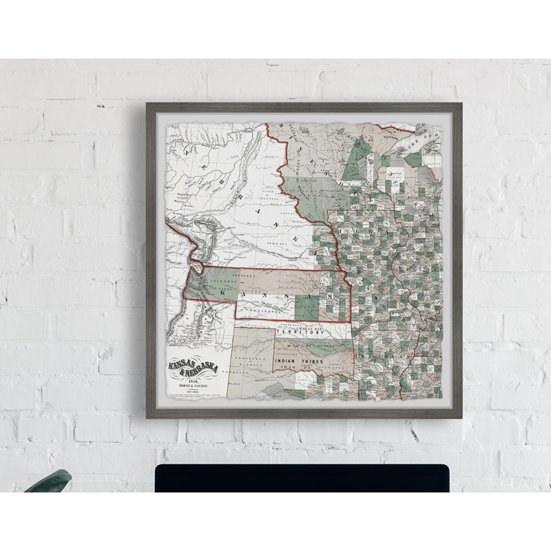Carte du Kansas - impression sur cadre photo, H 12 po x l 12 po x P 1,5 po