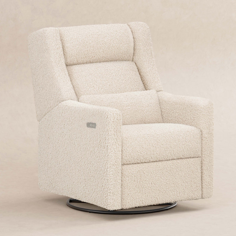 Kiwi Plus Power Recliner and Swivel Glider with Power Adjustable Headrest and USB Port, Almond Teddy Loop