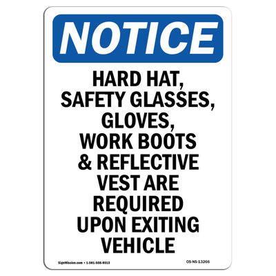 Hard Hat Safety Glasses Gloves Sign