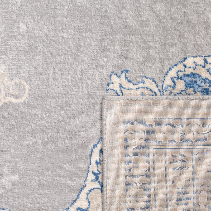 Tapis gris clair / bleu Barcus, Rectangle 8 pi x 10 pi