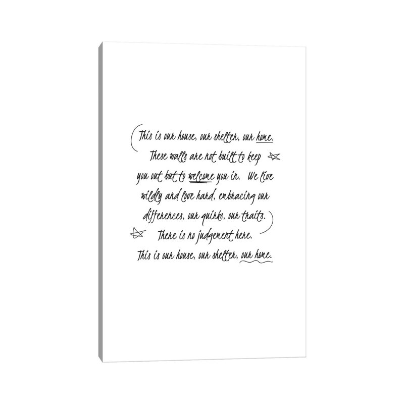 «Our Home» par The Native State - Art textuel sur toile tendue, H 26 po x l 18 po x 1,5 po