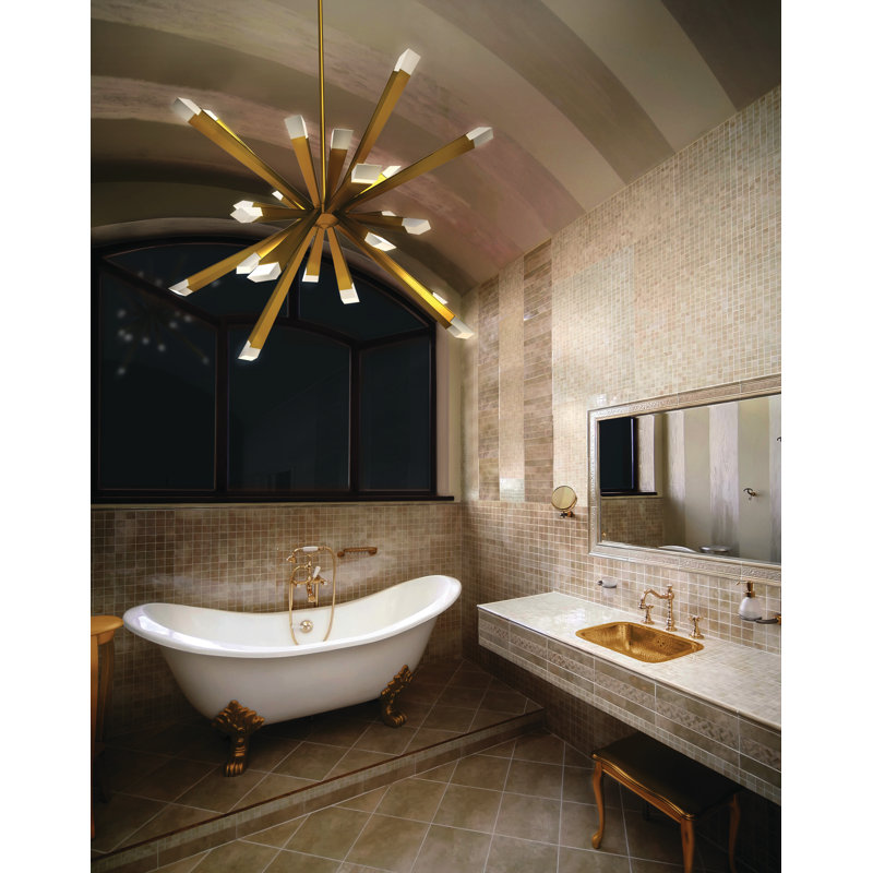 Starburst 29" Triple Tier Chandelier - Polished Chrome, Brushed Brass