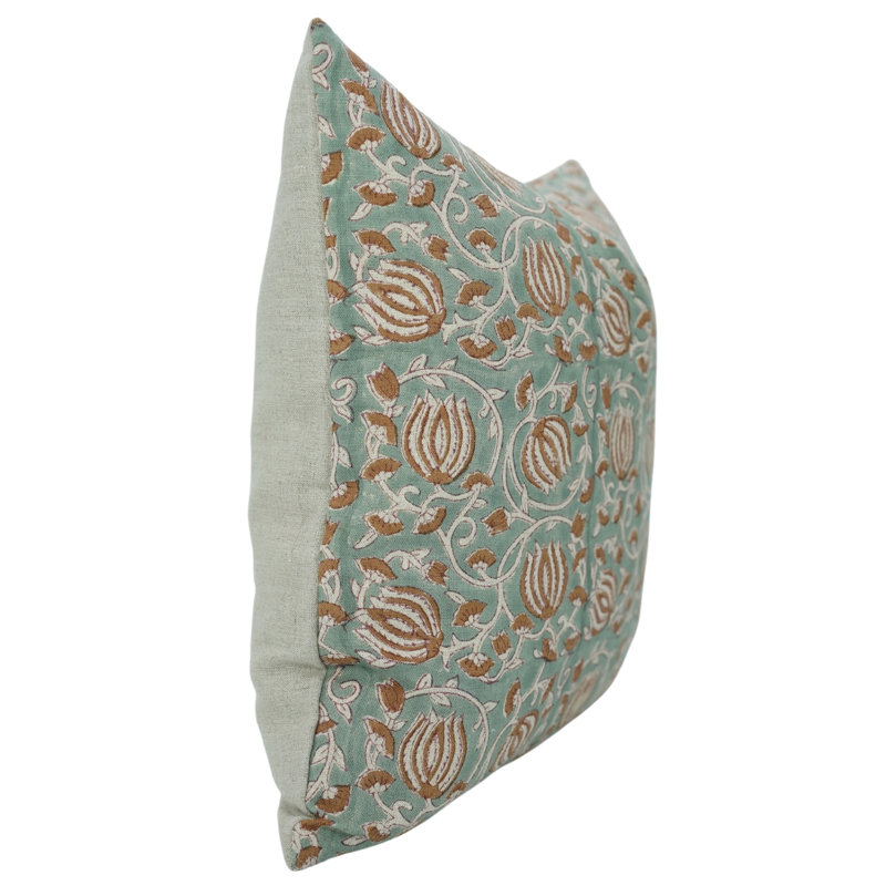 Housse de coussin en lin pur à motif de Fab Fabine, brun, 6 Kamal, H 20 po x l 12 po, Forme rectangulaire