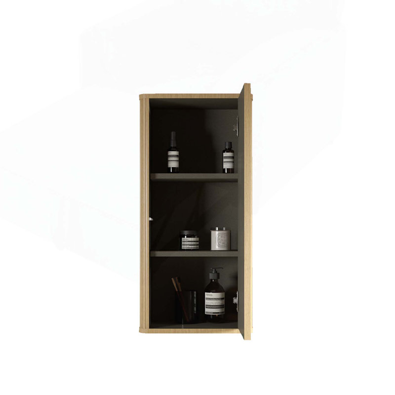 Charmante armoire de salle de bain murale avec design courbé et fonctionnalité de rangement, Chêne