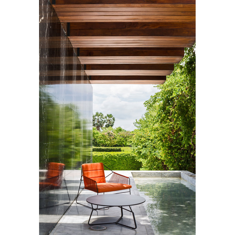 Sandur Outdoor Armchair, Canvas Brick Sunbrella Canvas, Taupe Rope/Stainless Steel Frame
