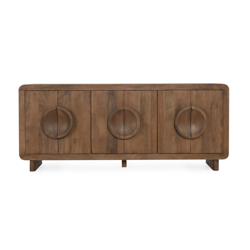 Vally 6-door Natural Mango Wood Sideboard Buffet