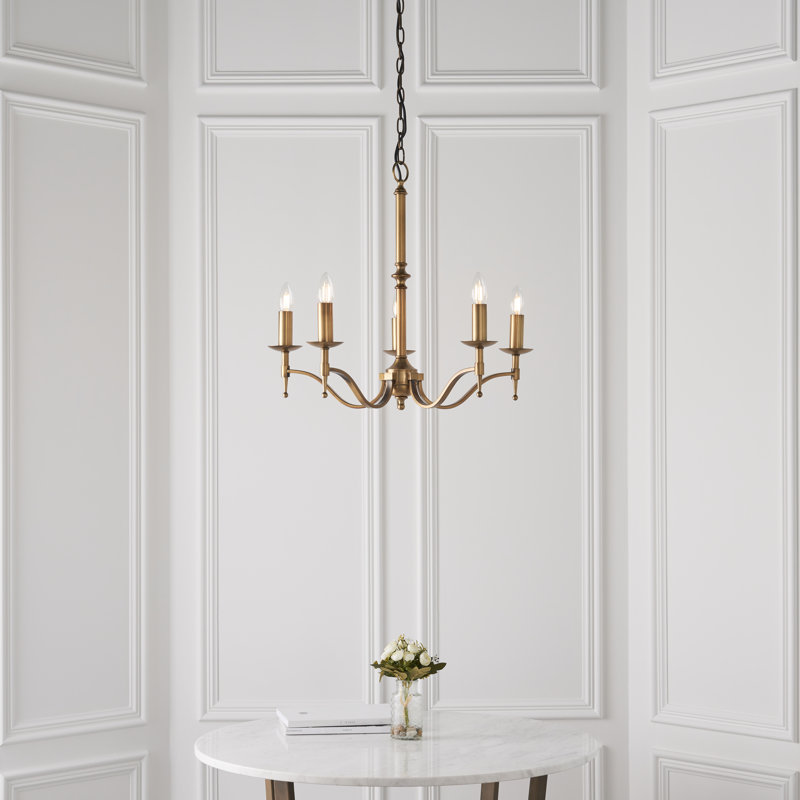 Emperador 5 - Light Candle Style Chandelier, Brass