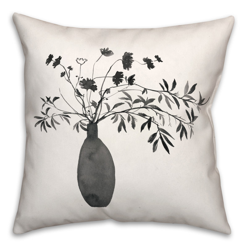 Coussin Monochromatique à motif floral IV