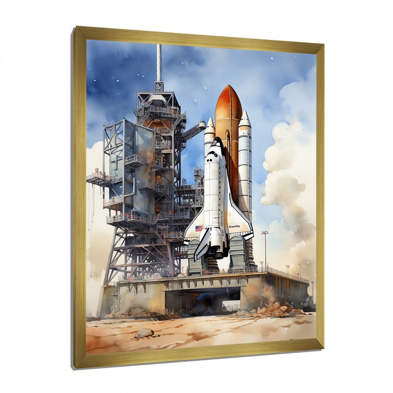 Latora, Navette spatiale I, impression sur toile, Encadrement doré, H 32 po x l 24 po x P 1 po