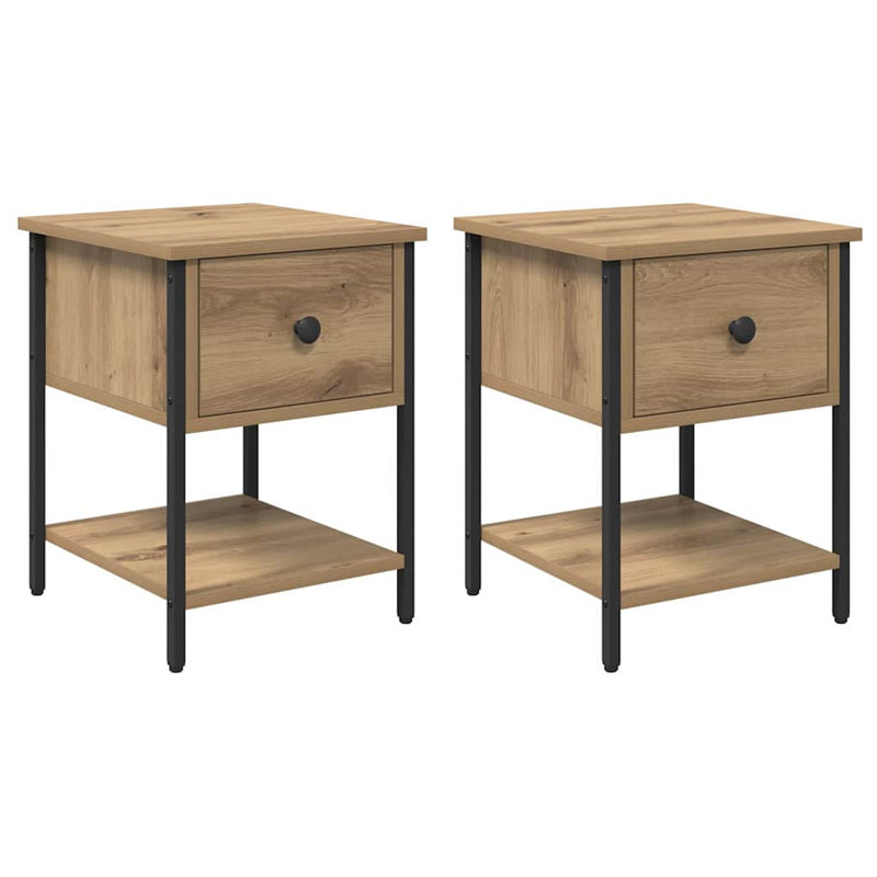 34cm W Manufactured Wood Bedside Table, Artisan Oak