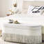 Canapé ovale capitonné avec couvercle relevable, 99 cm (L) x 41 cm (l) x 43 cm (H), structure en métal, tissu beige, multifonctionnel pour petite chambre ou salon.