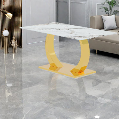 Tables de salle à manger modernes (table seulement, sans chaises, avec plateau et pieds) en métal et verre pour la cuisine