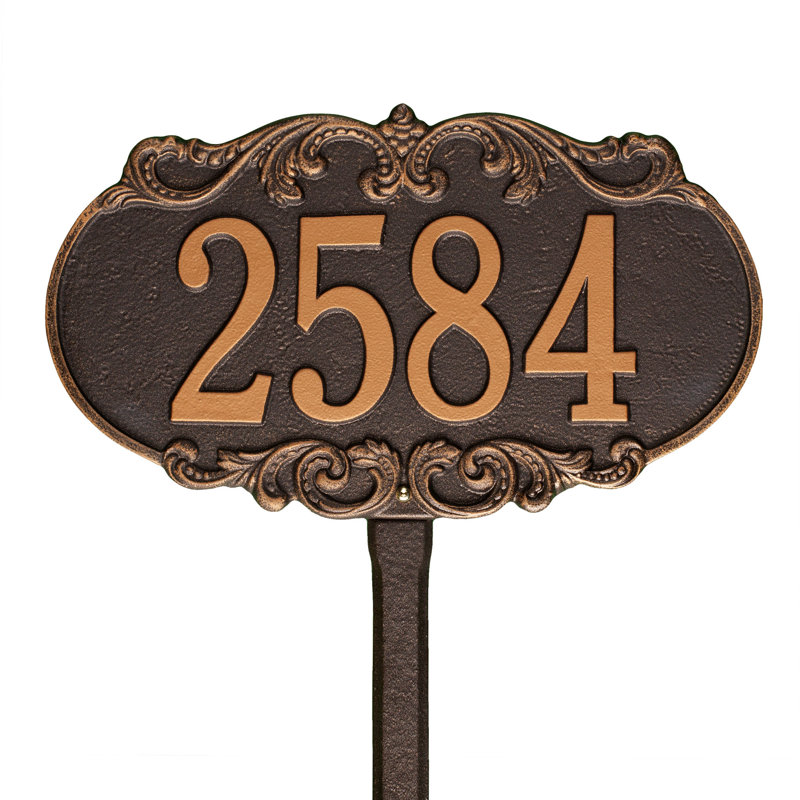 Charrington 1-Line Lawn Address Sign, Antique Copper, Yes