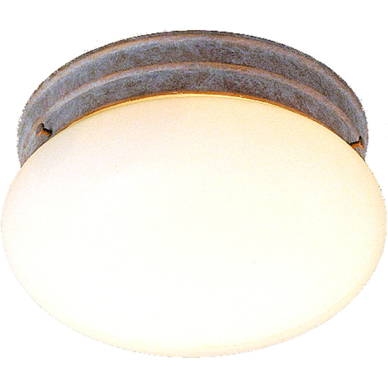 2-Light 9"W Indoor Prairie Rock Round Flush Mount with White Glass, Prairie Rock
