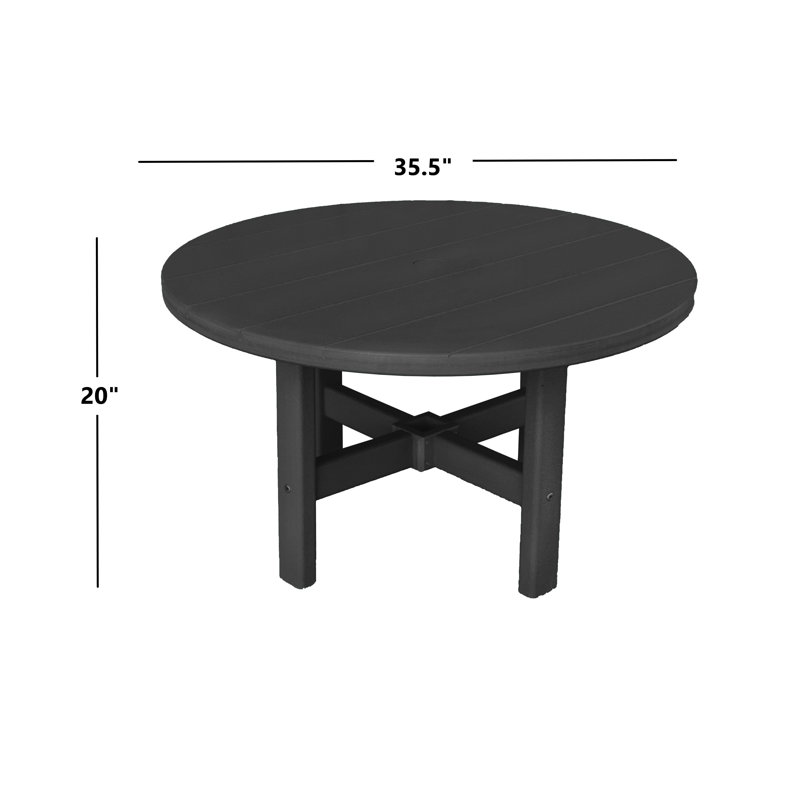 Table basse ronde d'extérieur 35,5 po Glodine, Noir