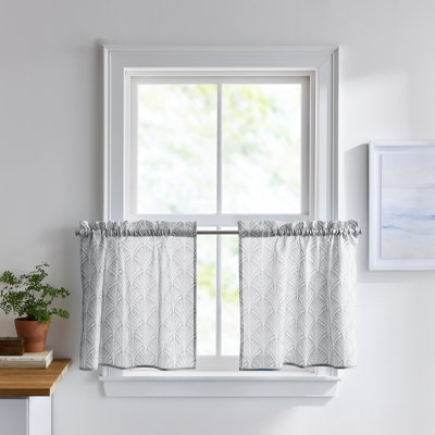 Ensemble de rideaux à volants festonnés Curtainworks, 91 cm, gris