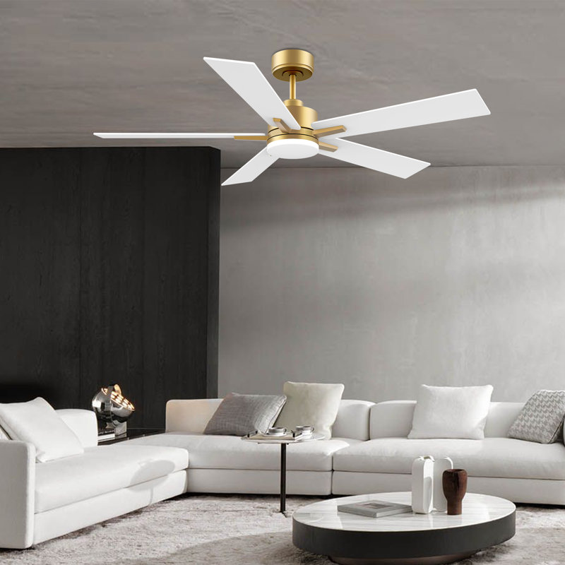 5-Blade Modern Ceiling Fan with Lights, Remote and Alexa Control, Quiet DC Motor, Dimmable, Outdoor Indoor, White/Black/Gold