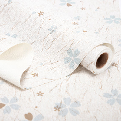 Revêtement pour étagères, revêtement antidérapant non adhésif pour placards, revêtements imperméables pour tiroirs, étagères, commodes, armoires de salle de bain, motif floral vintage bleu taupe, 45,7 cm (L) x 243,8 cm (l)