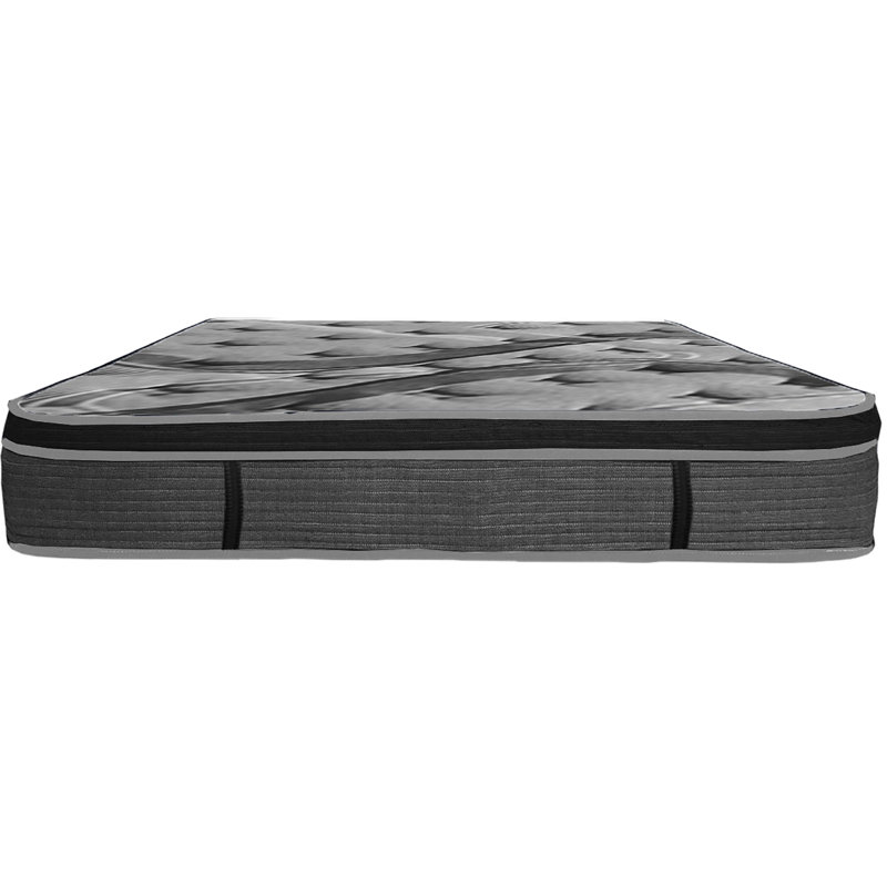 Gris foncé, grand lit de 14 po, plateau euro, matelas, mousse à mémoire de forme et confort amélioré