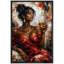 Art moderne abstrait femme afro avec boisson, images de chambre à coucher, impression sur toile encadrée, impression numérique-126031452-126031445