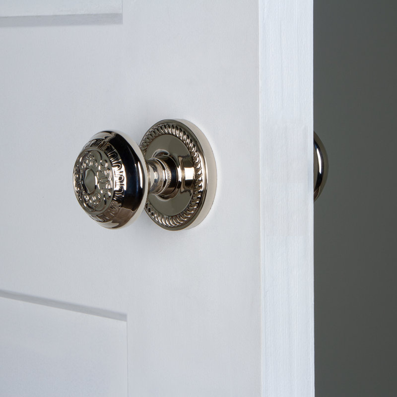 Grandeur Newport Rosette Double Dummy with Windsor Door Knob, Polished Nickel